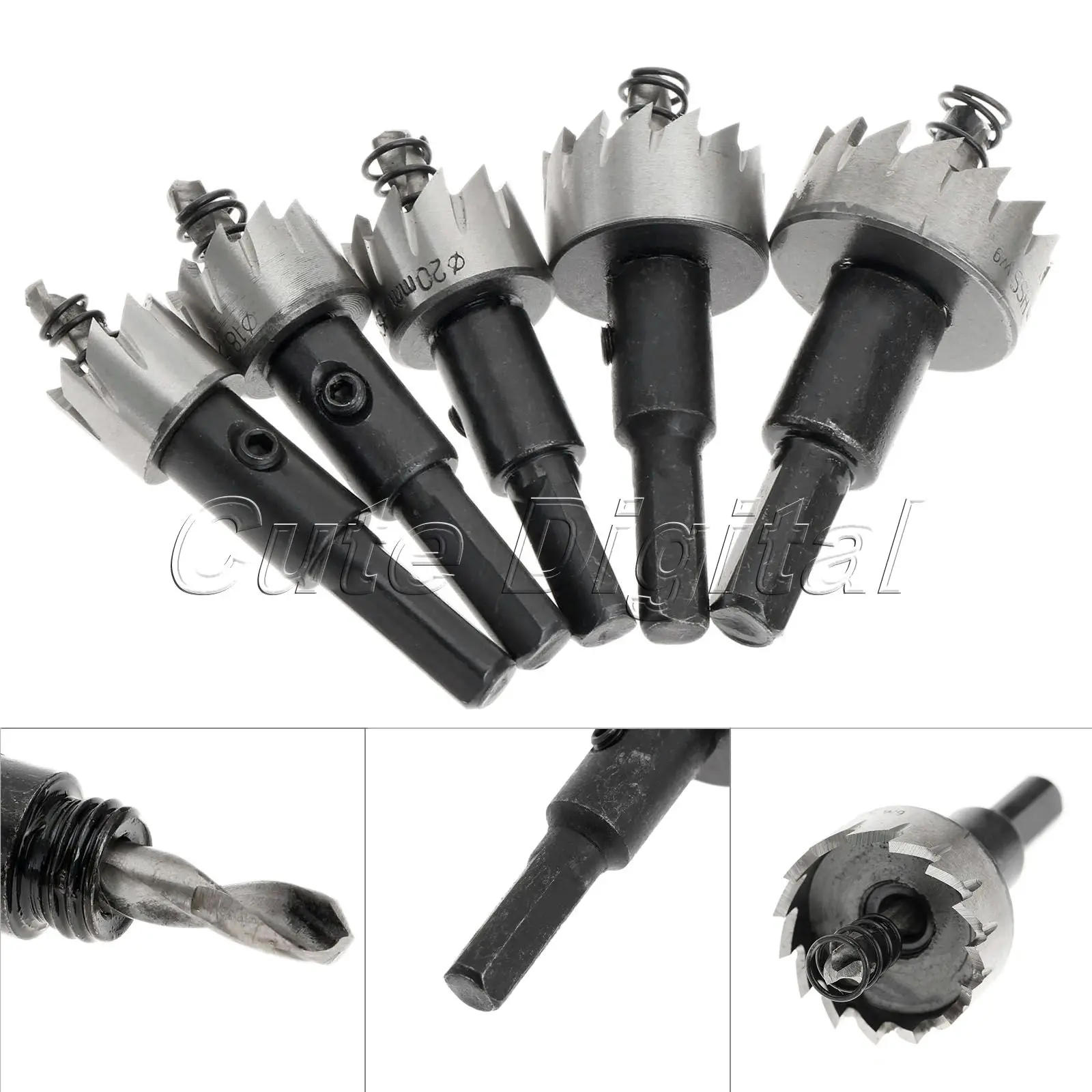 5PCS 드릴링 액세서리 목공 도구 16-30mm HSS 드릴 비트 초경 팁 고속 강철 구멍 톱 미니 드릴 + 렌치