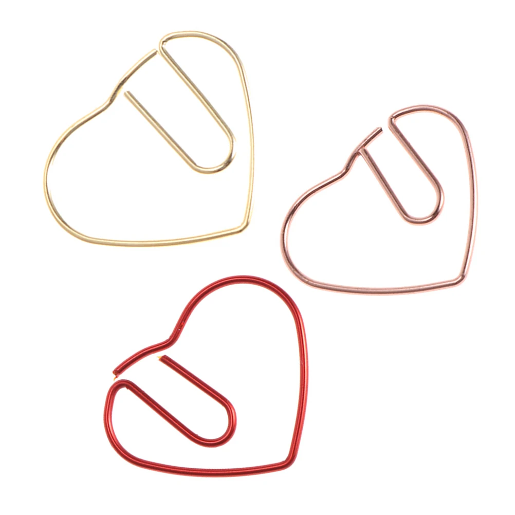 

50pcs Heart Shaped Metal Paper Clips Coloured Binder for Office School Notebook Calendar Scrapbooks Notepad Sticker Notes Gifts