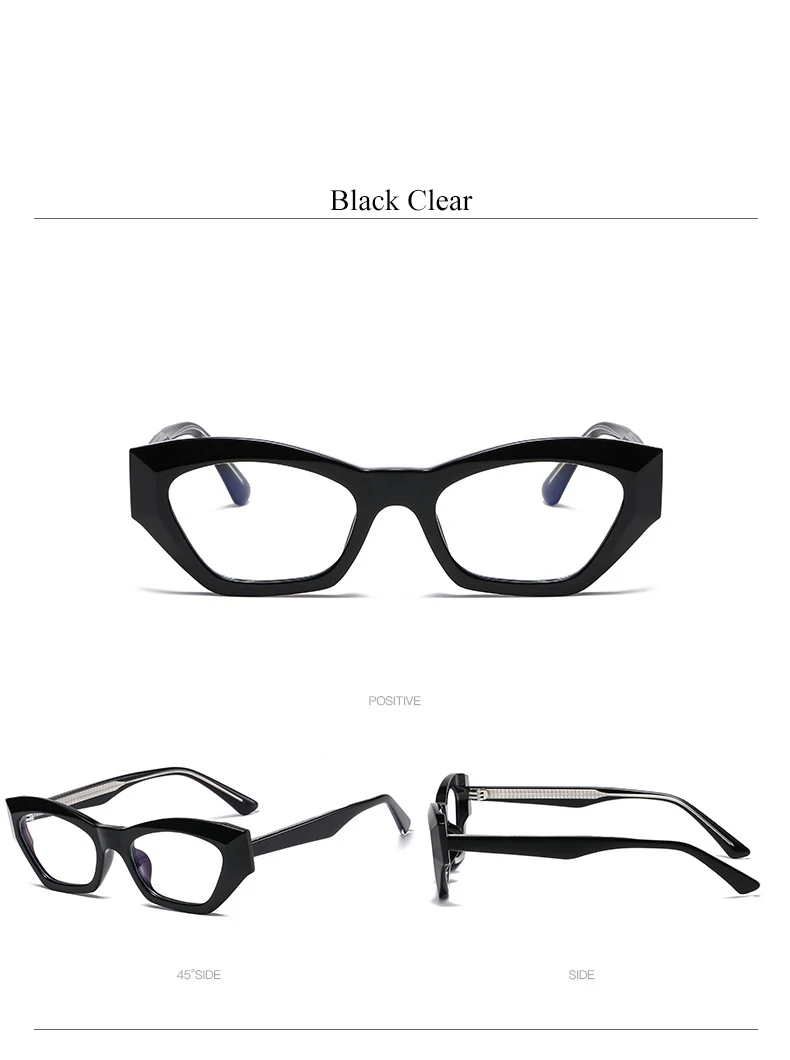 Sexy schwarze Brille Rahmen Frauen Katzenauge transparent große Brille Rahmen Mode Luxus optische Computer Brillen Spektakel – Detail 7