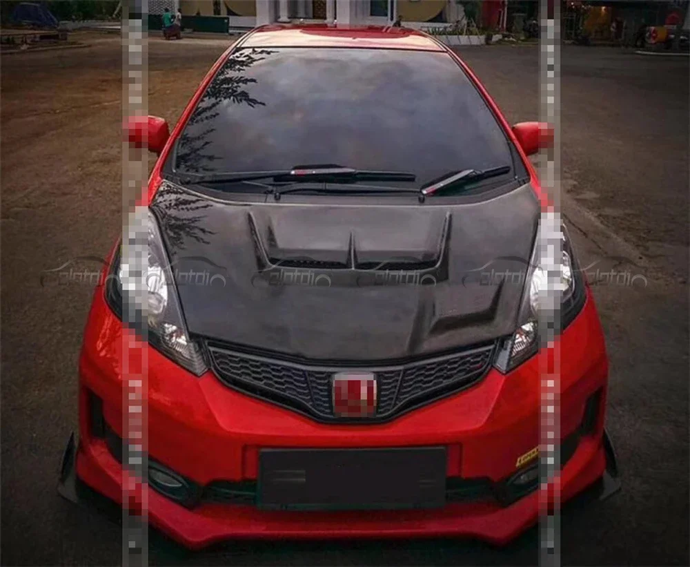 

JS Style Carbon Fiber Front Bonnet Engine Hood Cover For Honda Fit Jazz GE Engine Cover Hood 2011-2013