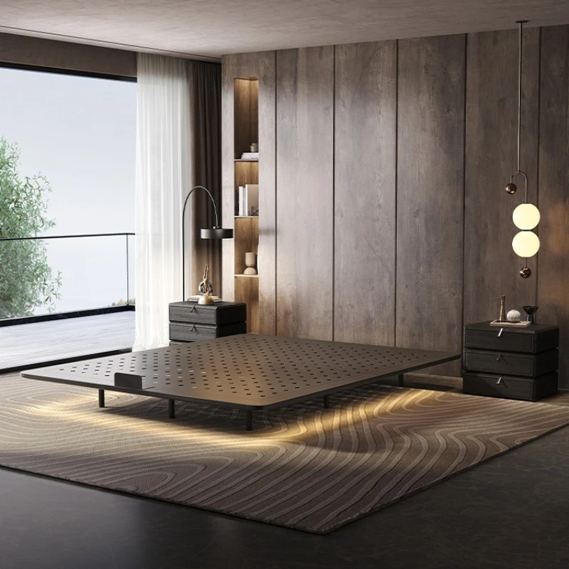 

Steel suspended bed frame without bedside master bedroom 1.8 meters double flush edge