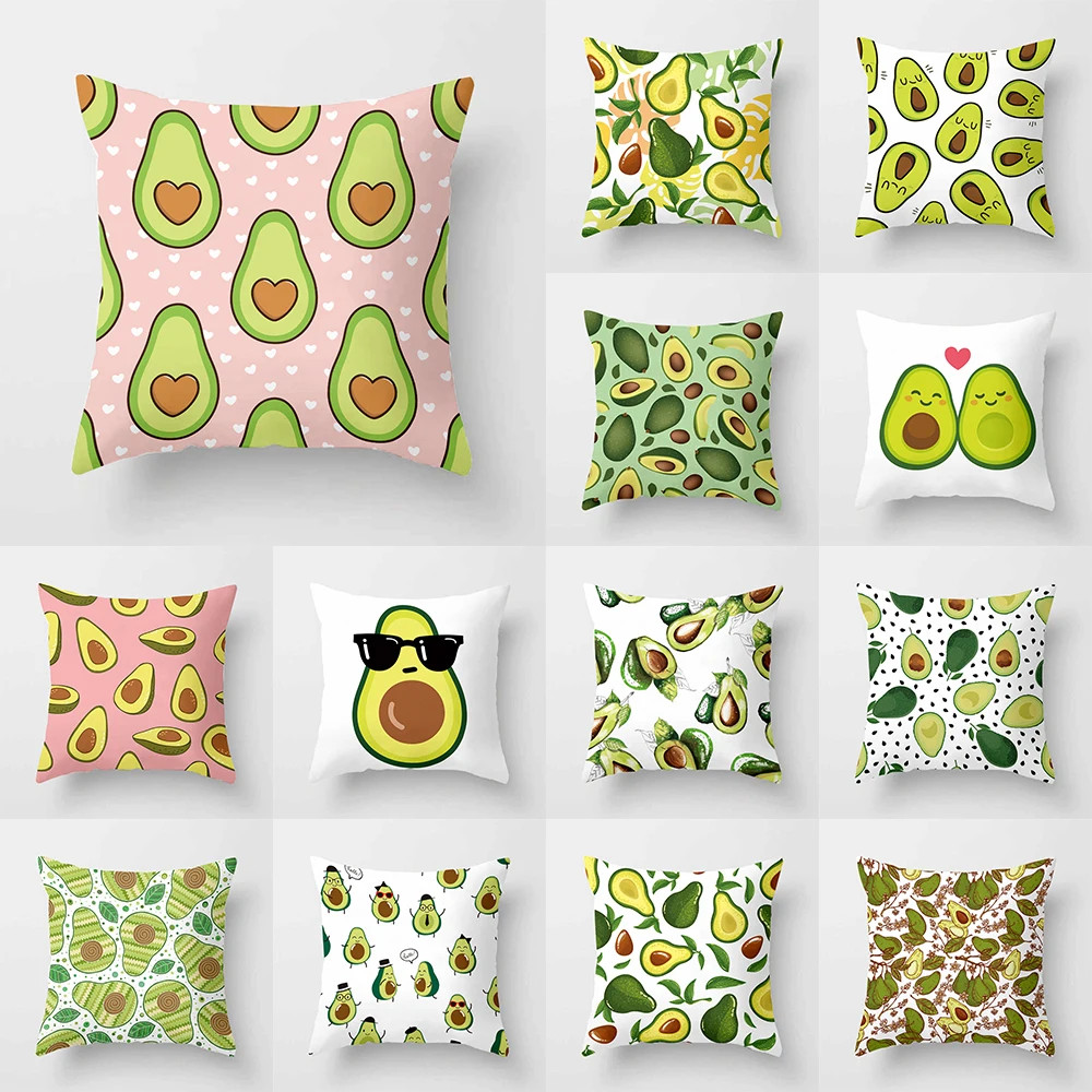 Avocado printed pattern cushion pillowcase for home living room sofa car seat decoration throw pillow 45 * 45cm
