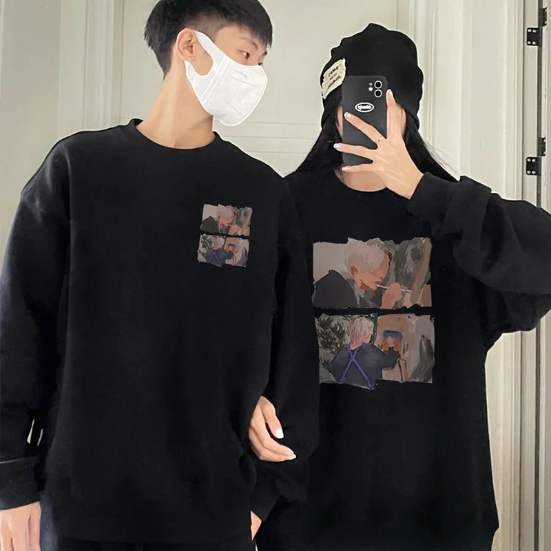 

Different Special Couple Round Neck Sweatshirt Autumn 2024 New Trend Fashion Comic Character Pattern Clothes