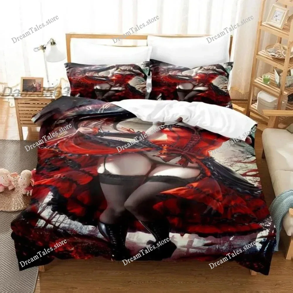 Date A Live Kurumi Tokisaki Bedding Set Cartoon Anime Set Adult Kid Bedroom Duvet Cover Sets 3D Print Kawaii Anime Luxury Gift74