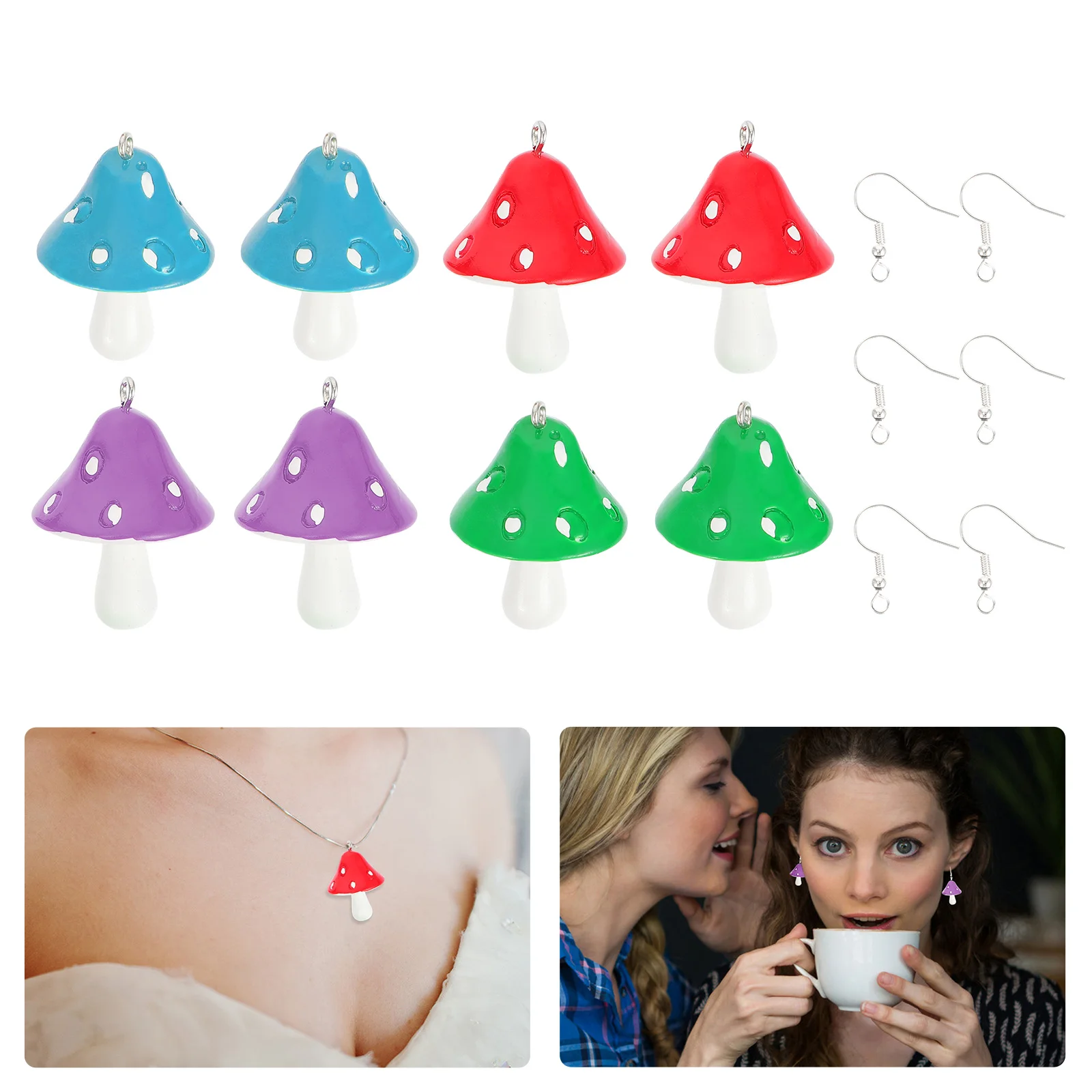 

20pcs Making Earring Diy Set Set DIY Small Charm Mushroom Pendant Resin Colorful Jewelry Parts Accessories Kit
