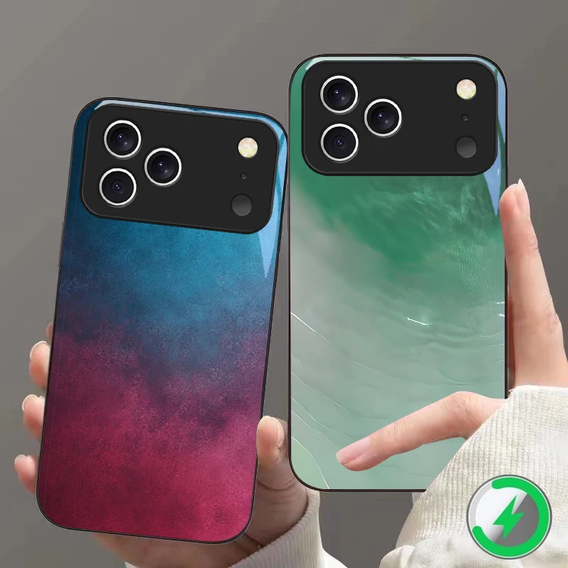 Color and texture fusion Suitable For iPhone 16E 17 Pro Max 15 Pro 14 13 Plus 12 mini 11 16 Air 17Pro magnetism Glass Phone Case
