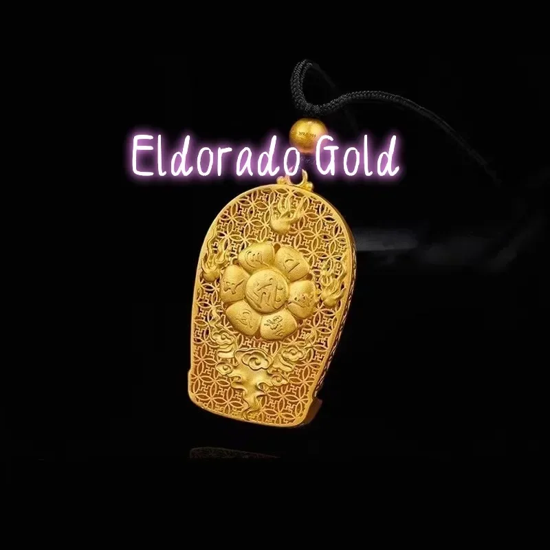 

Eldorado Gold Eldorado Gold Eldorado Eldorado Unisex 24K (AU999) Avalokitesvara Pendant | Solid Gold 3D Statue, Chiseled Lotus