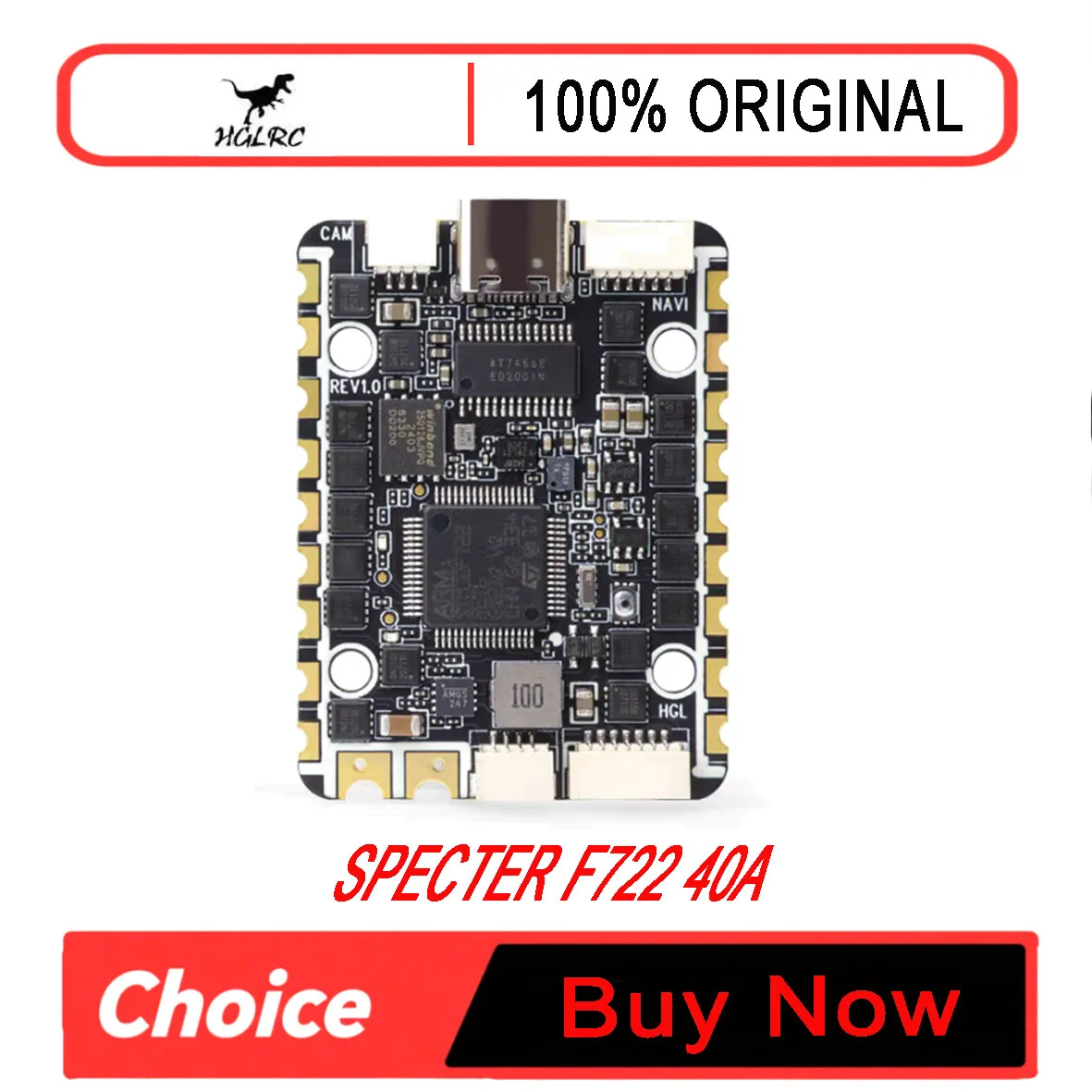 HGLRC SPECTER F722 40A 6 Channel AIO Flight Controller 2-6S for Rekon Y6 Six-axis and Other Mixed Control Types FPV Drone