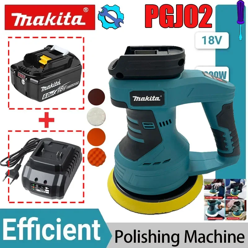 

Аккумуляторная полировальная машинка Makita, 8 регулируемых скоростей, электрический инструмент для шлифовки и нанесения защитного покрытия, с зарядным устройством