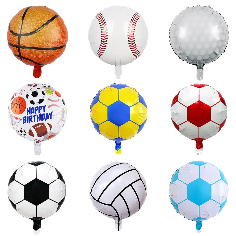 

10pcs 18inch Football Aluminum Foil Balloons Man Sports Happy Birthday Party Decorations Kids Toys Helium Balloon Inflatable