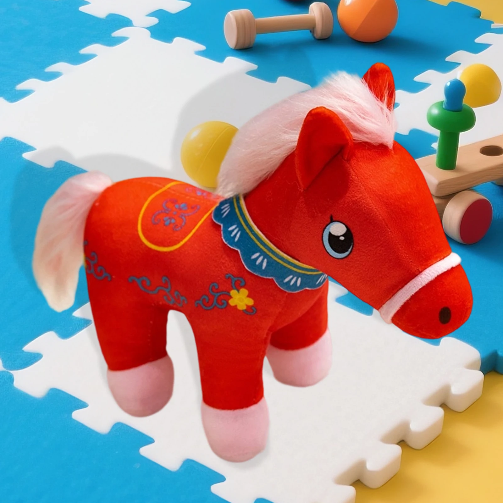 Creatieve paard pluche mascotte schattige dierenriem paard gevulde pop voor bedrijfsevenementen festival decor