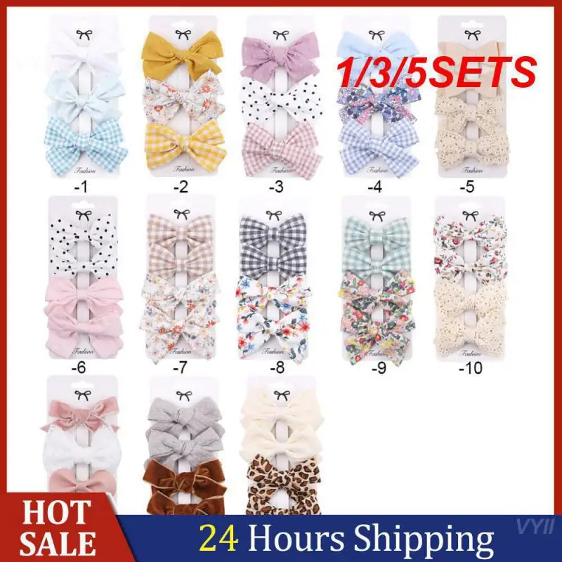 1/3/5SETS Headwear Bow Cute Apparel Accessories Hair Clip Sweet Headband For Kids Children Headband Plaid Print 1/set Fashion