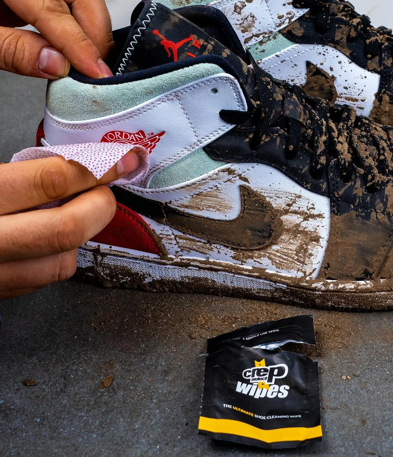 Sneaker Cleaning Wipes for Quick Dirt & Scuff Removal - Individually Wrapped, Dual-Sided, Biodegradable (Pack of 12)