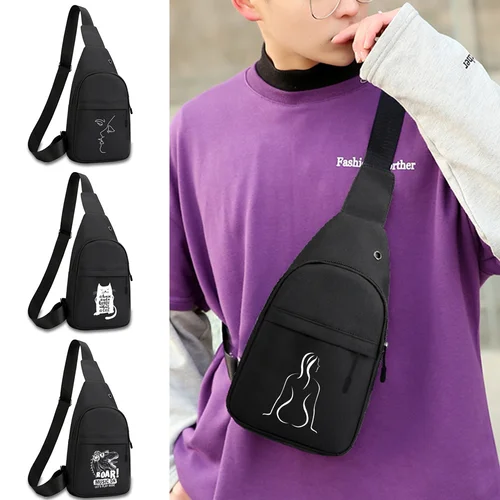 패션 남자 가슴 가방 스포츠 어깨 캔버스 크로스 바디 가방 남자 짧은 여행 메신저 가방 화이트 시리즈 남성 전화 지갑 