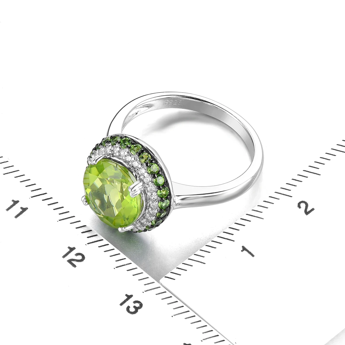 Imagem -05 - Peridoto 925 Anel de Prata Esterlina 28 Carats Pedra Preciosa Genuína Presente de Noivado Estilo Adorável Jóias Finas Natural