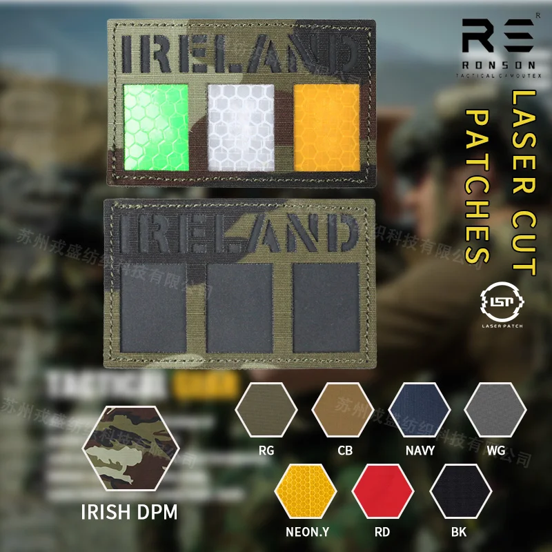 

Ирландский камуфляжный флаг DPM, светоотражающие нашивки NIR IRR с лазерной резкой для тактического снаряжения, индивидуальные цвета и размеры
