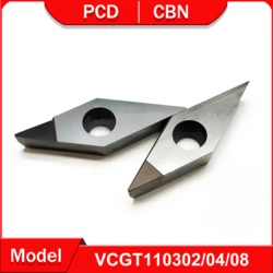 2PCS PCD turning tool VCGT110302 VCGT110304 VCGT110308 for copper and aluminum CBN tools machining hard steel and cast iron VCGT