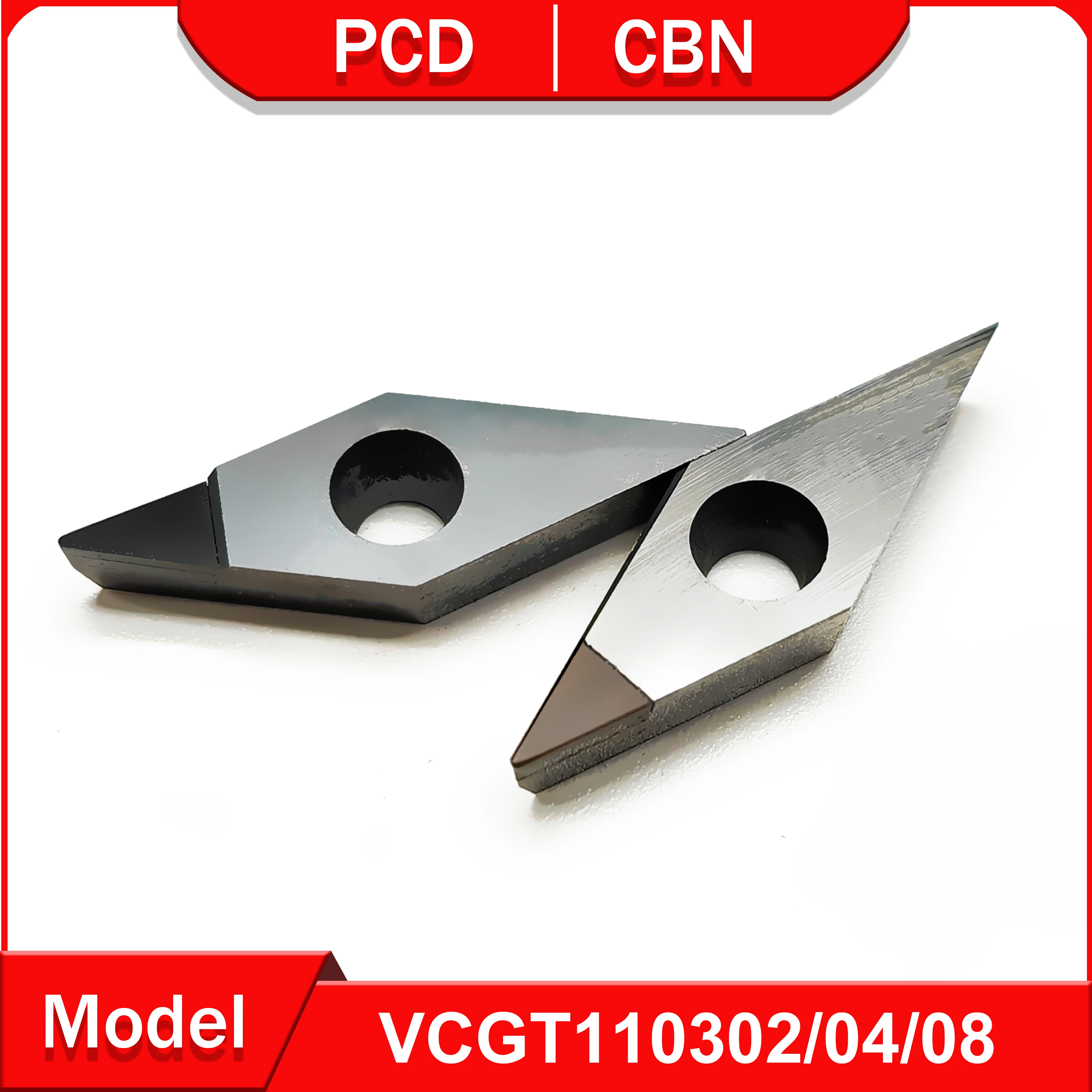 2 szt. Tokarka PCD VCGT110302 VCGT110304 VCGT110308 do miedzianych i aluminiowych narzędzi CBN twarda stal i żeliwnych VCGT