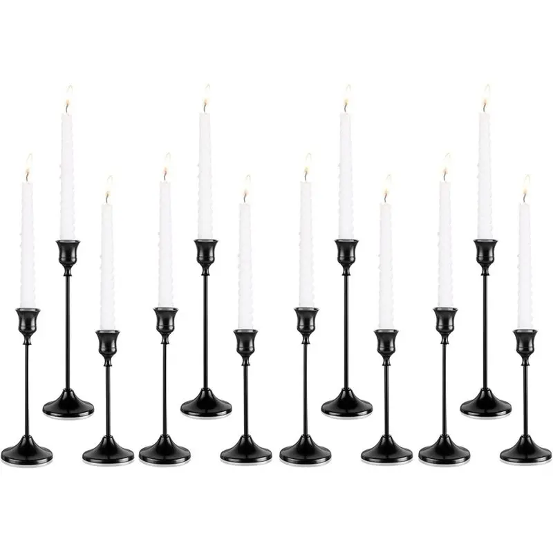 ABZL Antislippad Candle Holder For Wedding Fireplace Mantel Housewarming, Black Candlestick Holders With Anti-Slip Pads