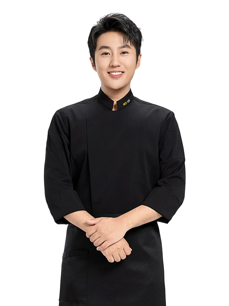 

Мужская традиционная китайская куртка шеф-повара с длинным рукавом, рабочая одежда для ресторана и кухни, осенне-зимняя форма