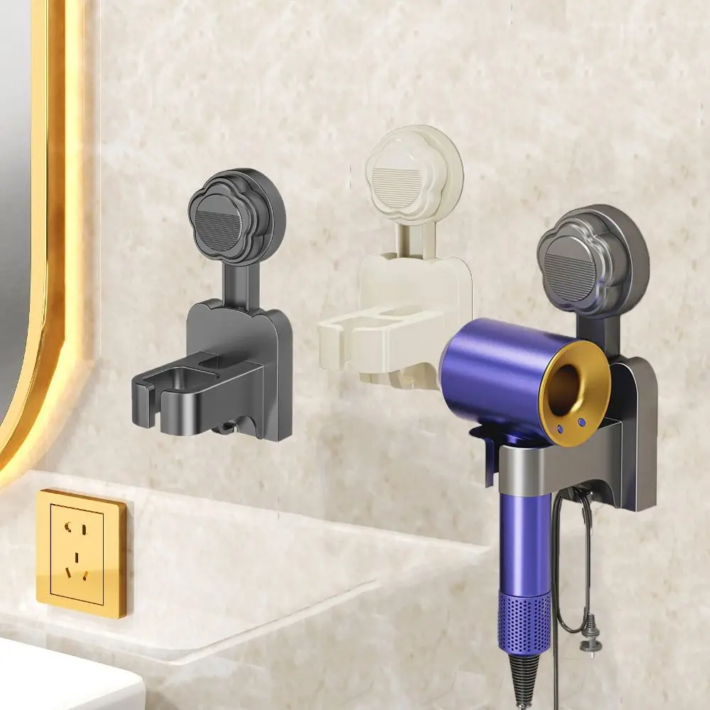 

2Pcs Plastic Suction Cup Hair Dryer Holder Punch-Free Wall Mounted Hair Dryer Storage Rack Reusable Space Saving