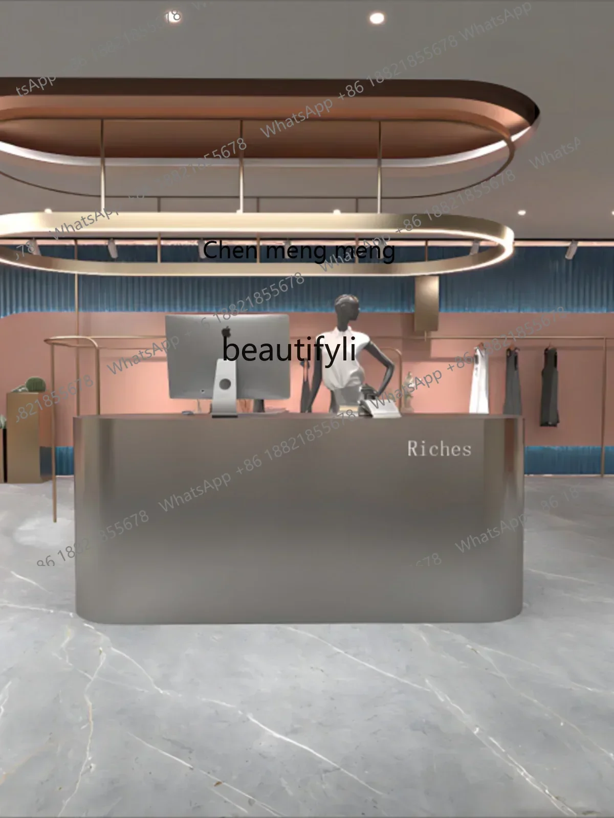 X AStainless Steel Cashier Clothing Store Bar Simple Reception Desk Gym Front Desk Hairdressing Shop