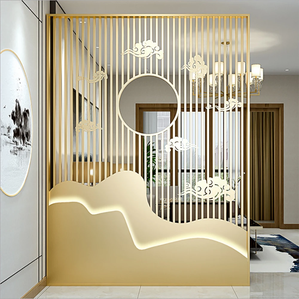 Custom stainless steel screen living room decoration modern simple metal partition office background wall