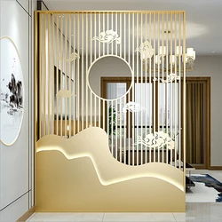 European-style luxury hotel lobby background wall stainless steel screen living room decoration metal partition laser customizat