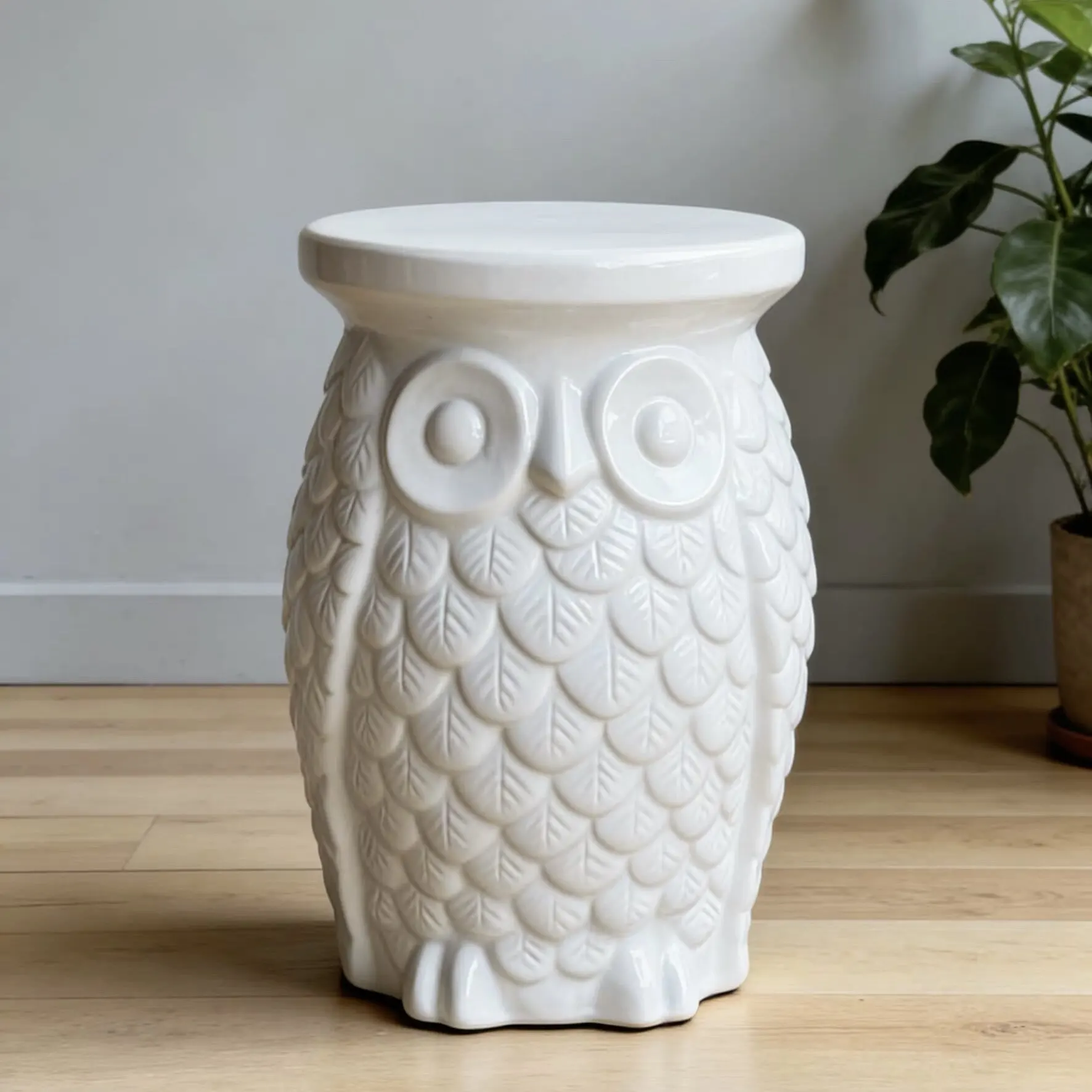 

Керамический табурет-сова в стиле ретро, в форме животного, круглый, ручной работы, для дома и улицы, декоративный элемент.