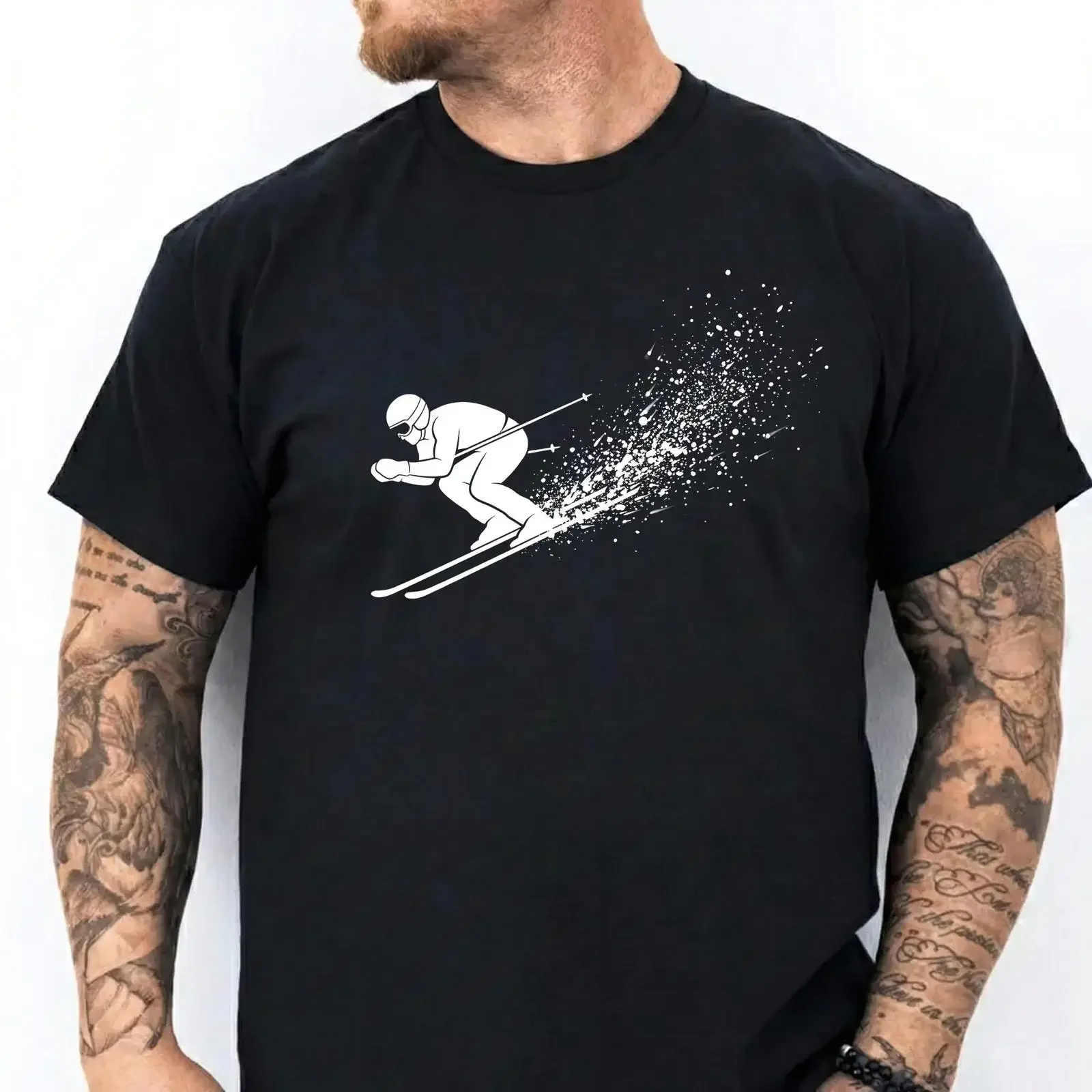 Minimalist Skier T Shirt Winter Snow Ski Sports for Apres Retirement Skiing Lovers vintage Washed fashion Unisex Versatile