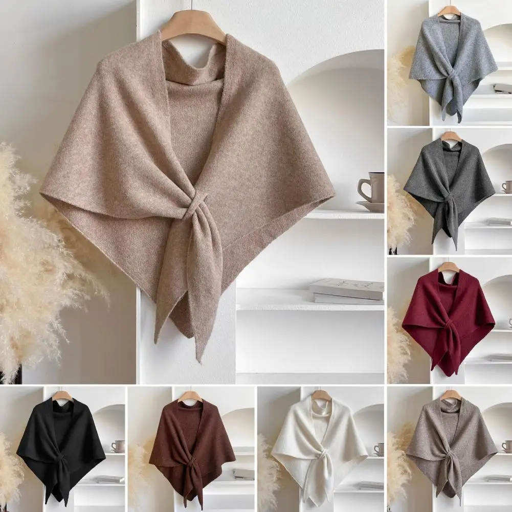 

Open Tie Front Shawl Elegant Women's Knitted Shawl Wrap Cardigan Cape in Imitation Cashmere Soft Wool Cashmere for Stylish
