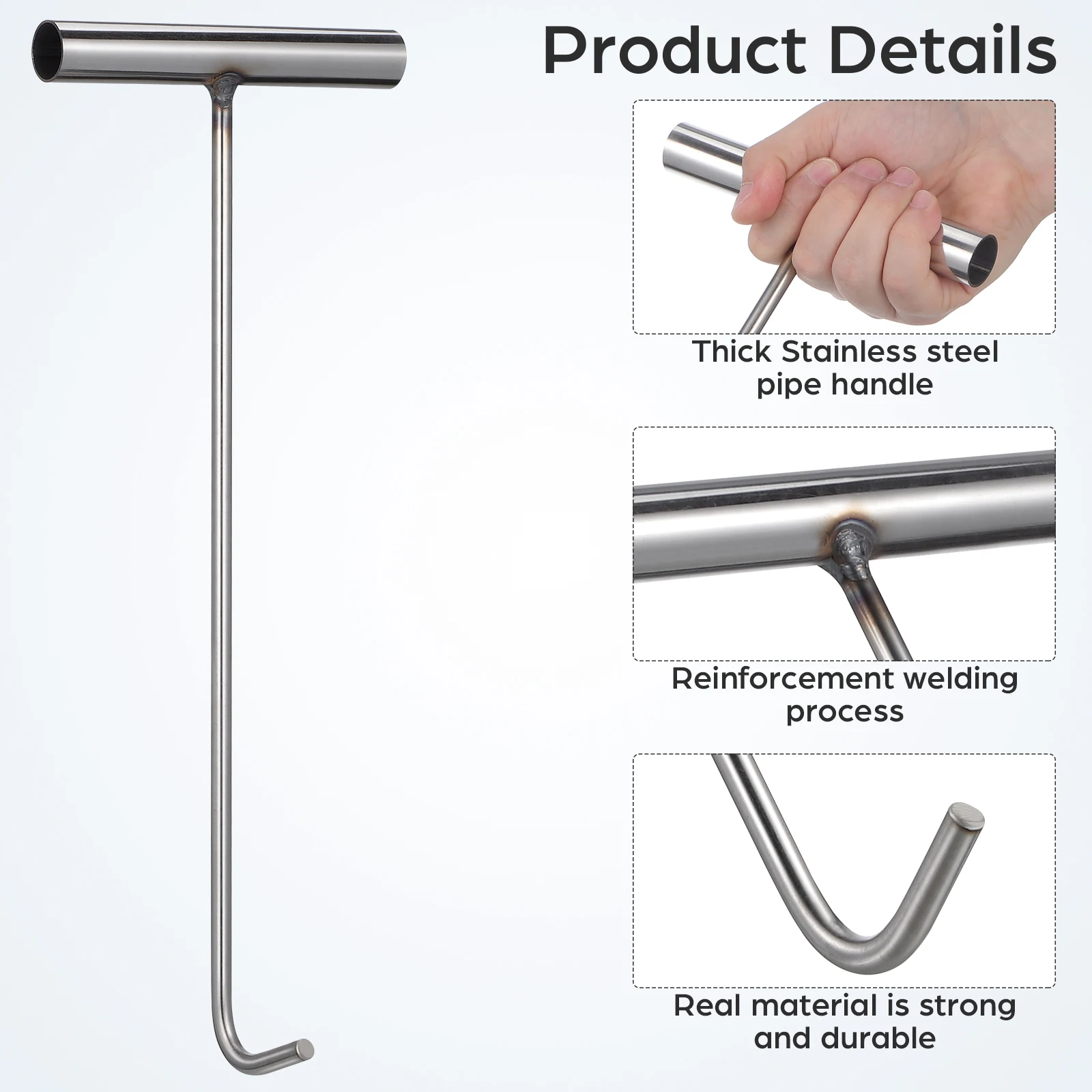 

Stainless Steel Hooks T Shape Manhole Cover Lift Hooks Heavy Duty Roller Shutter Door Pull Hooks Multi Purpose Tools Home