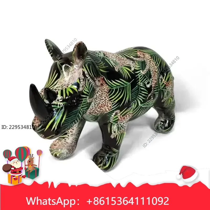1pc 1pc Abstract Graffiti Rhinoceros Statue Resin Sculpture for Home Office Desktop Decor Compatible For Model，practical use