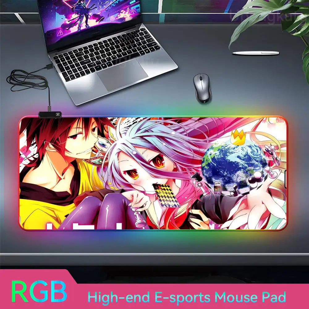 N_no G_game N_no L_life Mouse Pad Desk Pad Esports Computer Keyboard Pad RGB Rubber Popular Teclado Gamer Luminous Desk Mat Mous