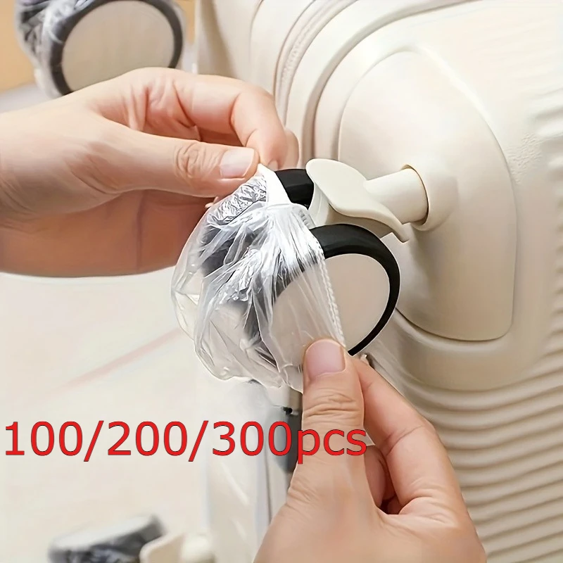 

100/200/300pcs Clear Plastic Luggage Wheel Covers, Disposable Dust Protectors for Travel Cases&Spinner Wheels,Transparent Design