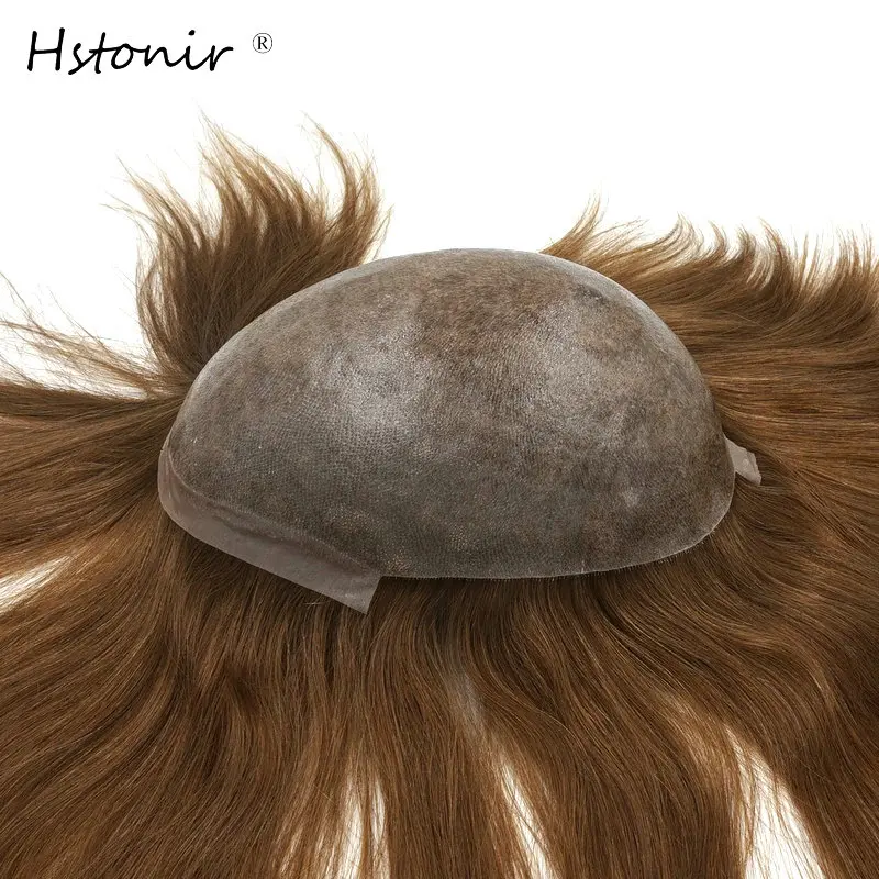 Hstonir Human Hair  Accessories For Women Injection Pu Unisex Postiche European Remy Hair Piece Thinning Hair Men Toupee H076