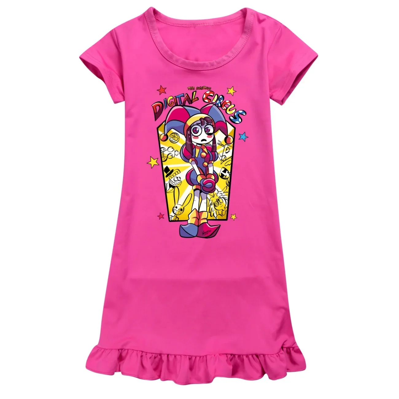 Movie The Amazing Digital Circus Dress Kids Short Sleeve Casual Dresses Baby Girls Summer Sleepwear Children's Pomni Jax Pajamas