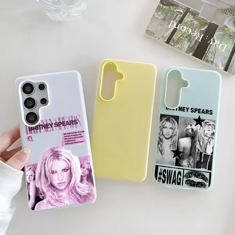BritneySpears Phone Case Clear TPU Case for Samsung S22-S26, 2-in-1 Detachable Card Holder