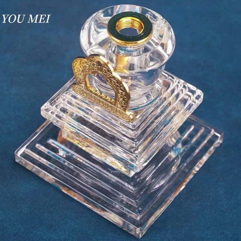 Crystal Stupa Buddhist Relics Pagoda,Engraving Double-Layer Transparent 18 cm Tower,Tibetan Altars Stupa,Buddhist Item Religious