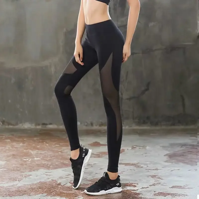 Leggings Women Mesh High-waist Ins Tight Fit Elastic Running Fitness Quick-drying Summer Solid All-match Trendy Breathable Y2k