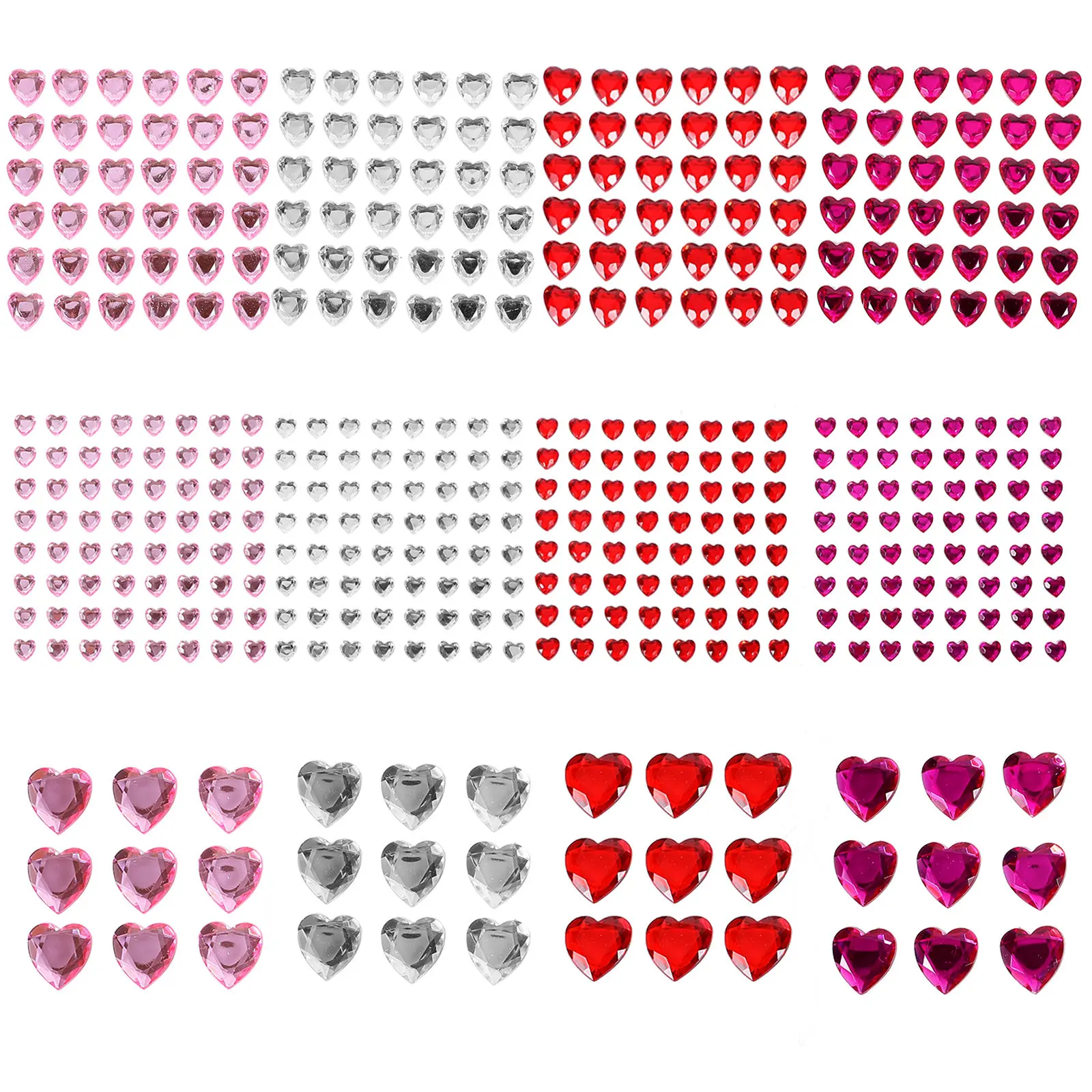 

12 листов акриловых страз в форме сердца, самоклеящиеся украшения для рукоделия, наклейки для лица, украшения для глаз, декор для красоты и DIY, блестящие аксессуары