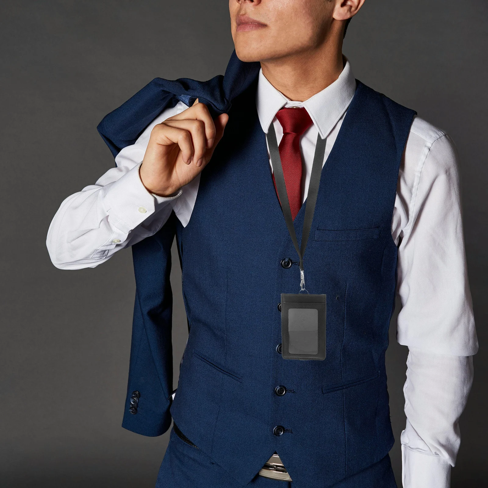 

Vertical Badge Holder Multi-Card Slots Id Card Protector Office Work Travel Lanyard Case Vertical Id Card Holder