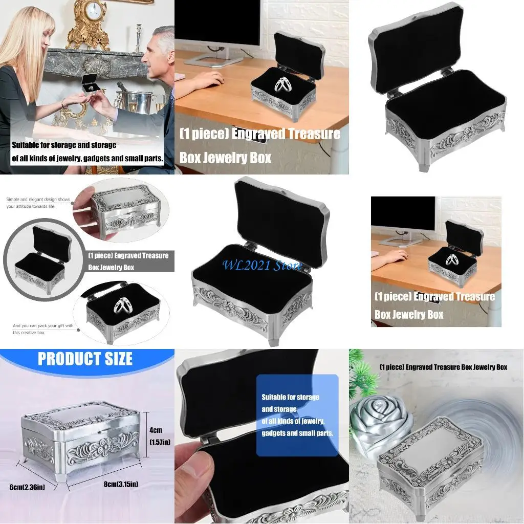 

G5GC Alloy Jewelry Organizers Decorative Storage Box For Rings Bracelets Display