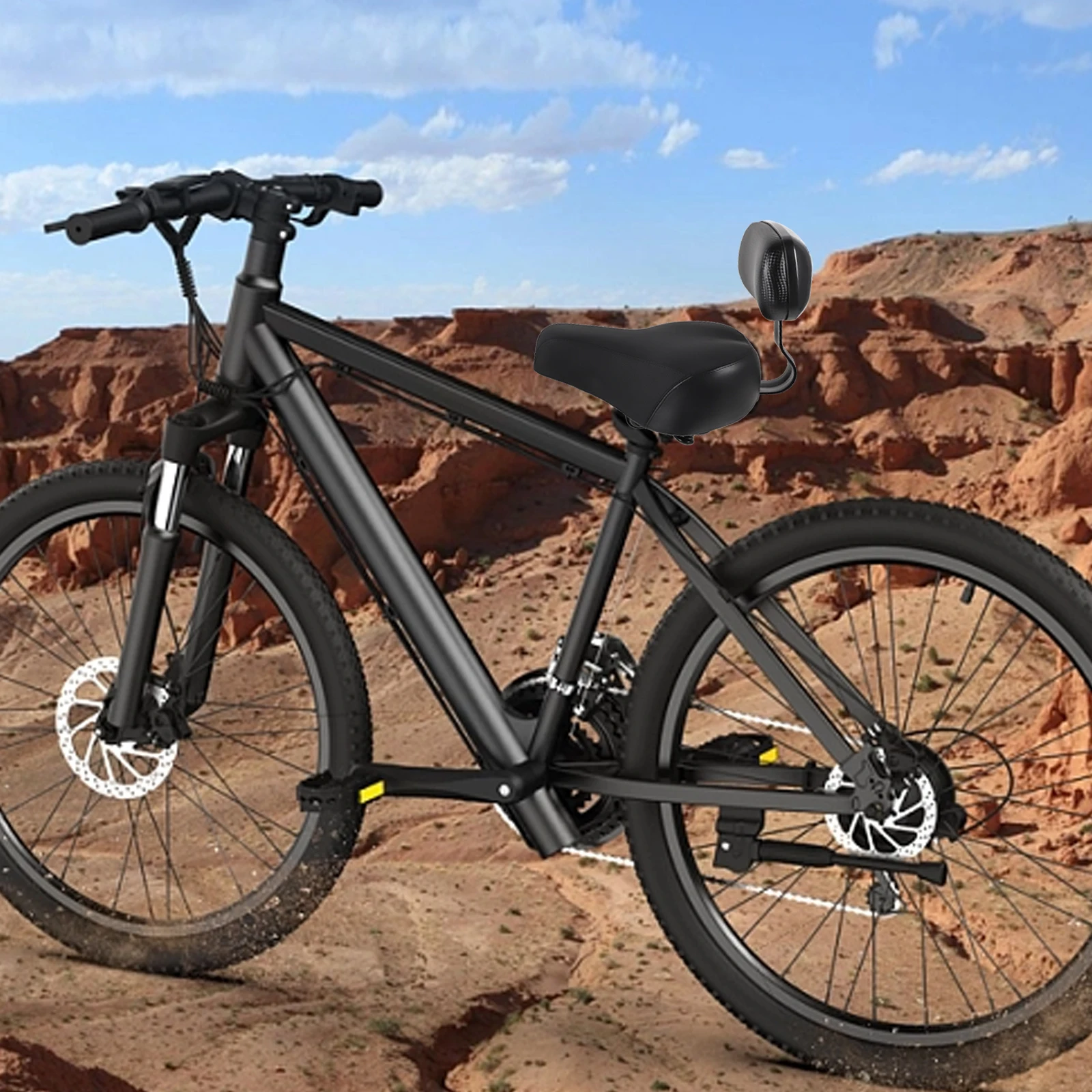 

Mountain Bike Seat Cushion Black PU Rear Seats Durable Sponge Back Sitting Comfortable Shock Absorption Thick
