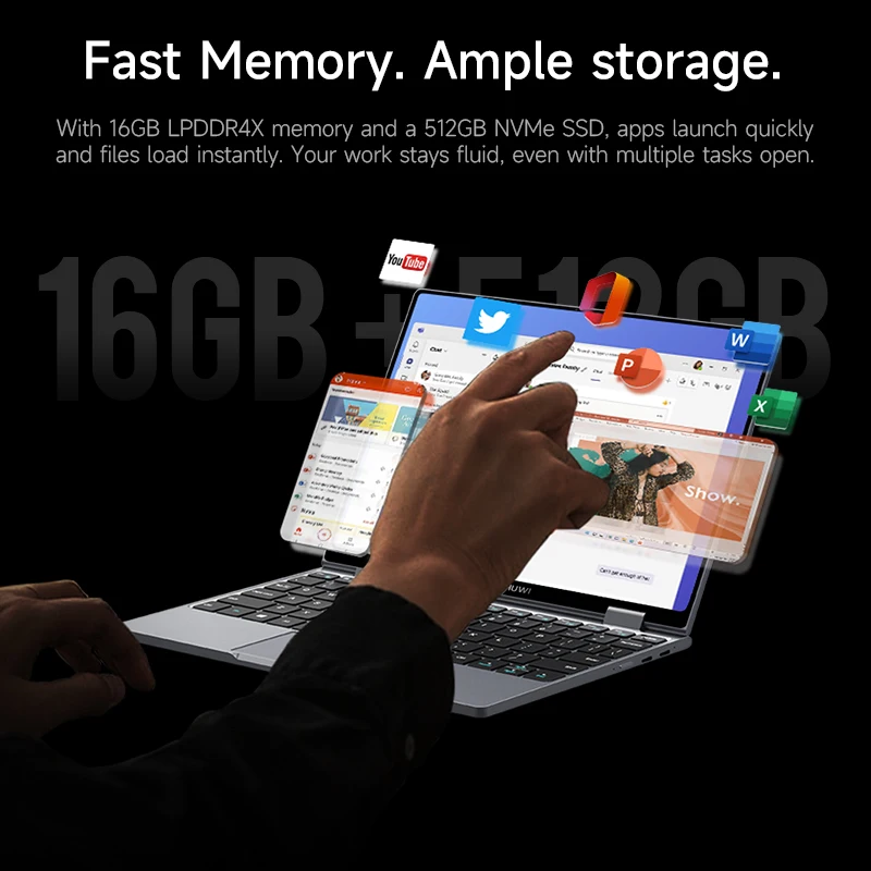 CHUWI MiniBook X U300 / N150 Laptop 10,51 Zoll 16GB RAM 512GB SSD 2-in-1 Yoga-Modus Intel Windows 11 Notebook 360 ° Wendbares WiFi 6 – Detail 5