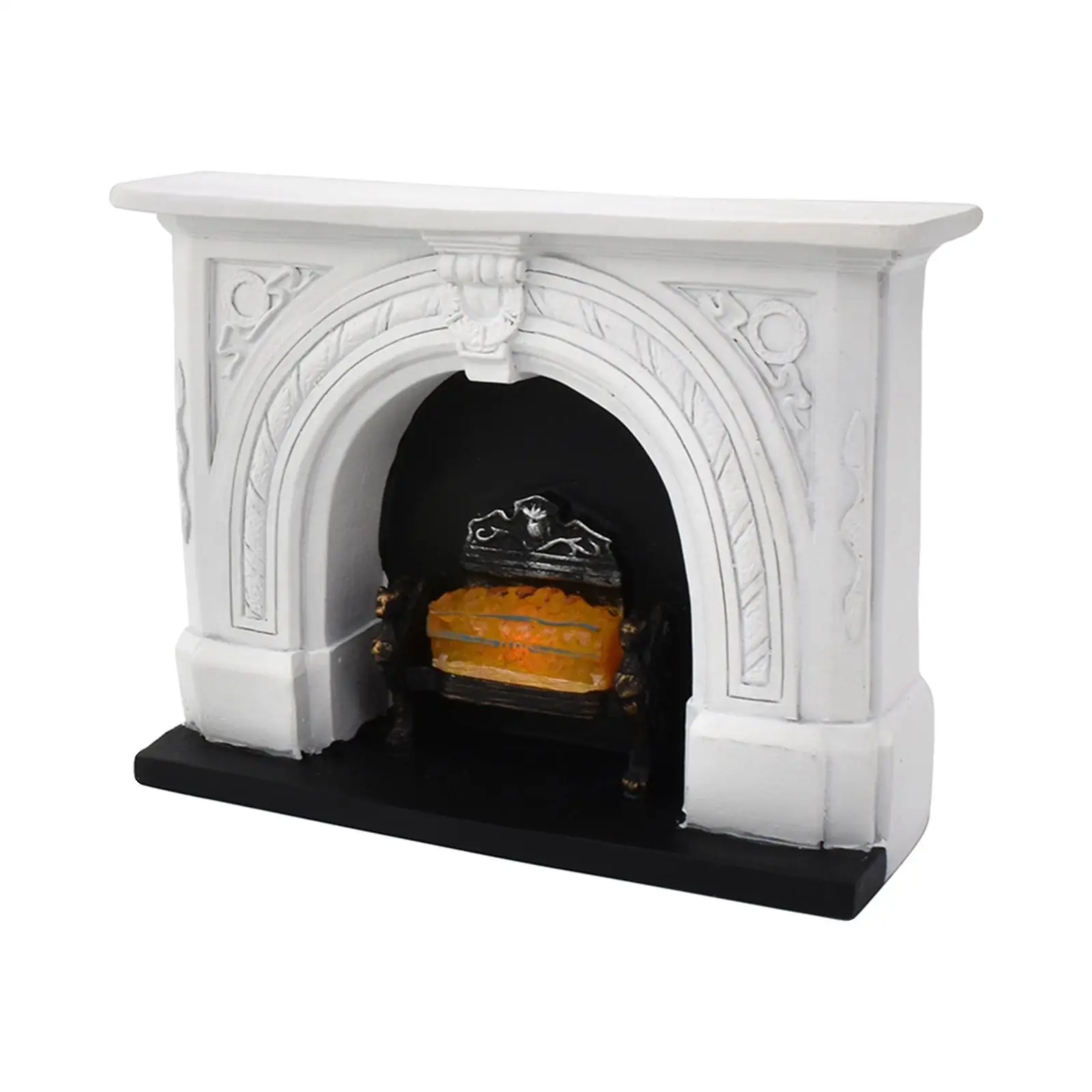 LED Light Up Mini Fireplace Toy for Dollhouse 1 12 Scale Resin Vintage Decor Accessories Battery Operated Furniture for Mini