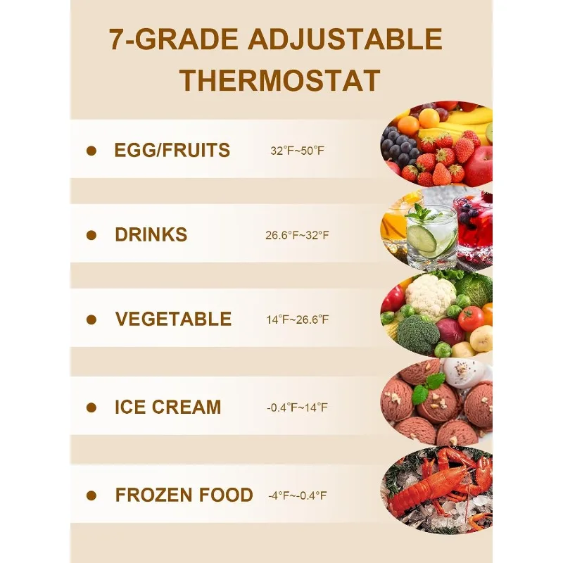 Chest Freezer KRIB BLING 5.0 cu.ft Mini Adjustable 7 Thermostat Compact Deep Freezer Top Door Low Noise with Removable Basket