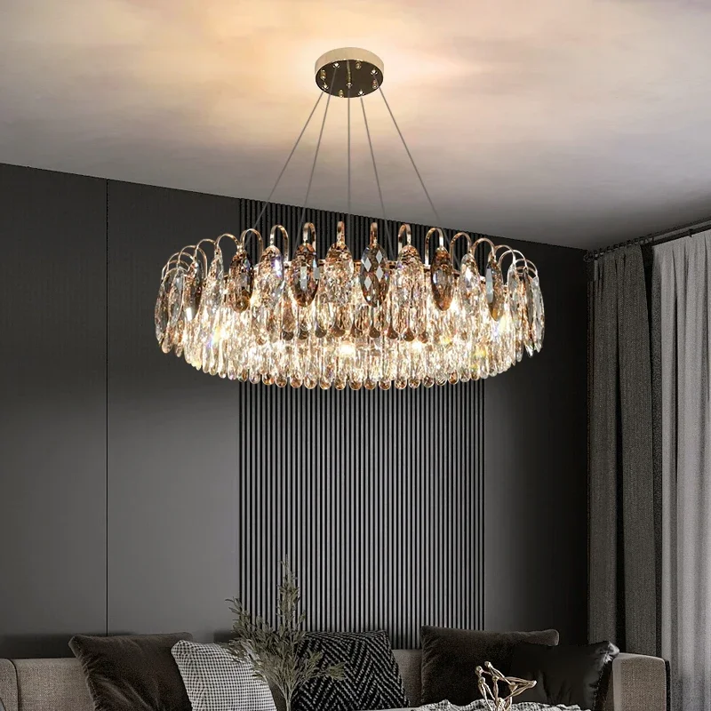 

Modern Luxury Crystal Chandelier for Living Room Kitchen Restaurant Pendant Lamp Home Decoration Indoor Lighting Hanging Fixture