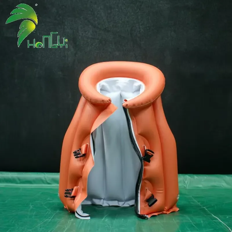 Orange PVC Inflatable Swimming Vest for Adults Durable Floatation Aid Beach Pool Safety Life Jacket Water Sports Gear Adult