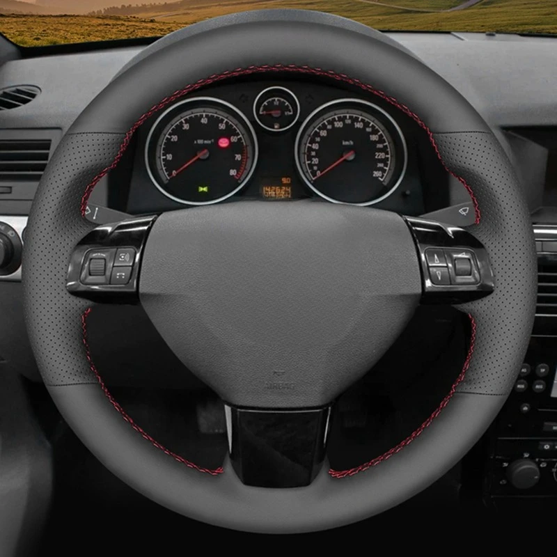 Black Genuine Leather Car Steering Wheel Covers For Opel Astra (H) Zaflra (B) Signum Vectra (C) Vauxhall Astra Holden Astra